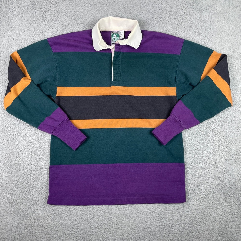 Vintage McIntosh & Seymour Rugby Shirt Mens Medium Purple Striped Made In USA